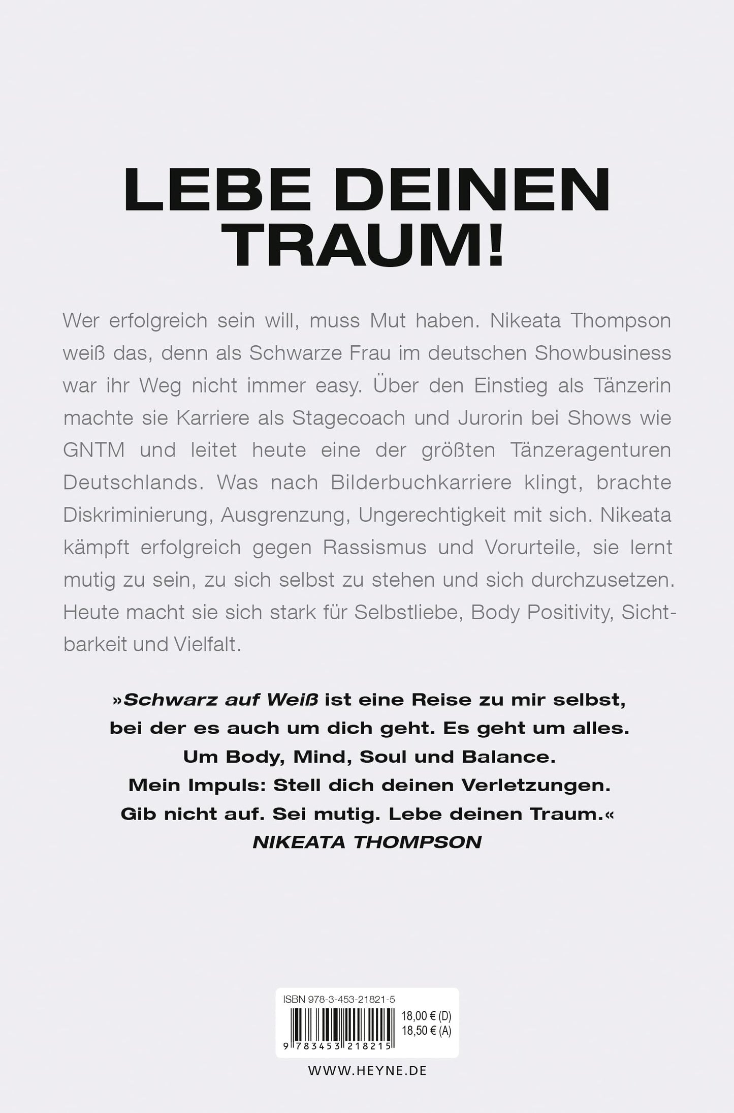 Nikeata Thompson - SCHWARZ AUF WEISS - Trau dich zu träumen und schaff das Unmögliche - SIGNED COPY